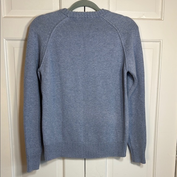 Classic EUC JEANNE PIERRE Blue Heather Crew Neck Cotton Sweater Size M - Picture 2 of 6